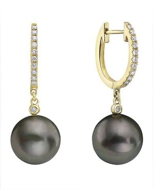 Effy Fine Jewelry 14K 0.18 Ct. Tw. 11Mm Pearl Earrings - Metallic