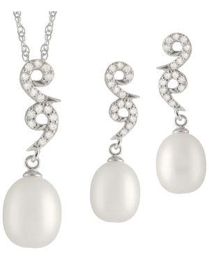 Splendid 8Mm Pearl Cz Set - White