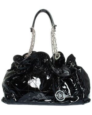 Dior Patent Leather Cannage Le Trente Shoulder Bag (Authentic Pre-Loved) - Black