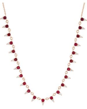 Effy Fine Jewelry 14K Rose 1.58 Ct. Tw. Diamond & Ruby Necklace - Pink