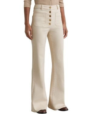 Reiss Petite Cali Patch Pocket Button Flared Jean - Natural
