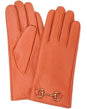 Tiffany & Fred Paris Cashmere-lined Leather Gloves - Orange