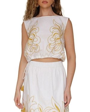 Avec Les Filles Embroidered Top - White