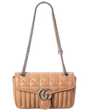 Gucci Camelia Calfskin Matelasse Leather Aria Small GG Marmont Shoulder Bag (authentic Pre-loved) - Multicolor