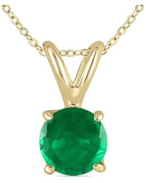 Gem Spark 14k 0.23 Ct. Tw. Emerald Solitaire Necklace - Green