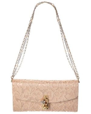 Dolce & Gabbana Lace Midi Clutch - Natural