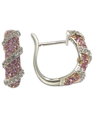 Suzy Levian Silver Diamond & Sapphire Earrings - White