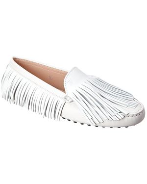 Tod's Tods Tassel Fringe Leather Loafer - White