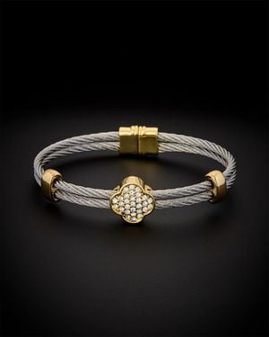 Juvell 18k Plated Cz Twisted Mesh Bangle Bracelet - Black