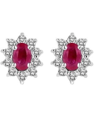 LEVARON 14K 0.70 Ct. Tw. Diamond & Ruby Earrings - Pink