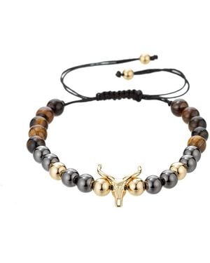 Eye Candy LA Luxe Collection Tiger Eye Beaded Adjustable Bracelet - White