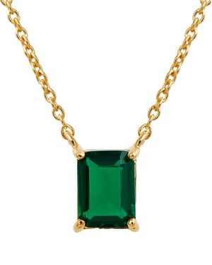 Savvy Cie 18k Over Silver Emerald May Birthstone Necklace - Green
