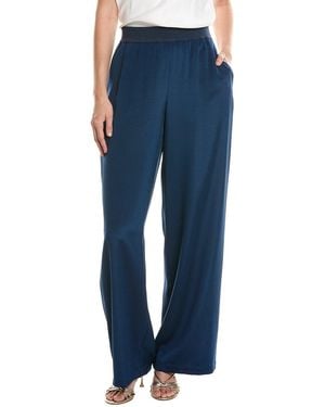 Lafayette 148 New York Knit Waist Riverside Wide Leg Pant - Blue