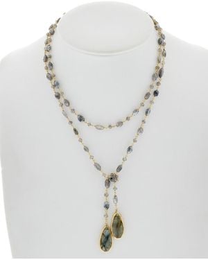 Rachel Reinhardt Jewelry 14k Over Silver Labradorite Lariat 44in Endless Necklace - White