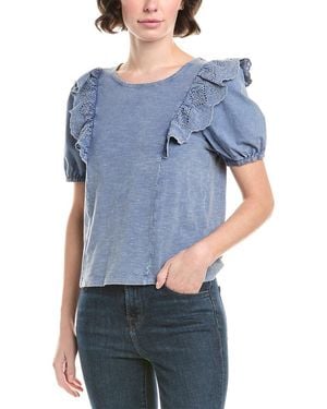 Design History Eyelet Sleeve T-shirt - Blue