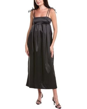 Ganni Satin Midi Dress - Black