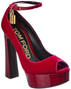 Tom Ford Velvet Platform Sandal - Red