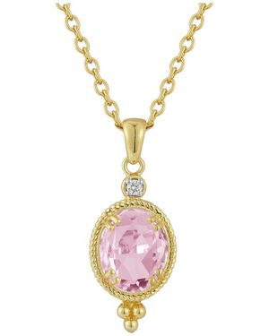 Reiss 14k 2.49 Ct. Tw. Diamond & Rose Quartz Necklace - Metallic