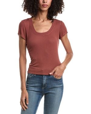 Bella Dahl Wide U-Neck Slim Fit T-Shirt - Red