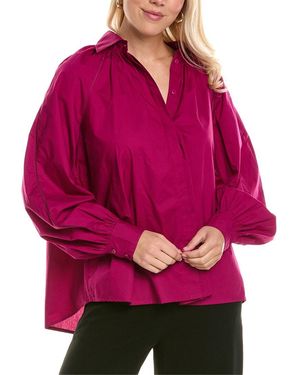 Merlette Pima Cotton Ladderstitch Blouson Blouse - Red