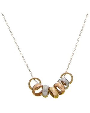 Italian Gold 10K 7 Lucky Rings Adjustable Necklace - Metallic