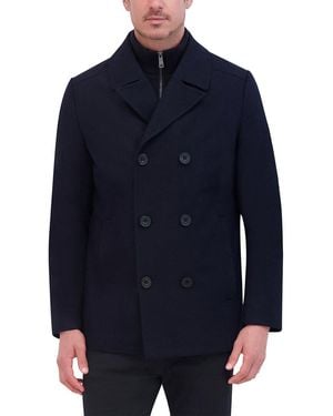 Kenneth Cole Classic Wool-blend Peacoat - Blue