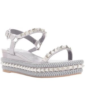 Christian Louboutin Leather Pyraclou 60 Spikes Platform Wedge (Authentic Pre-Loved) - White