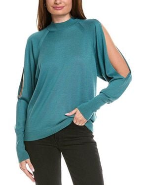 Lafayette 148 New York Collared Dropped-Shoulder Jumper - Blue