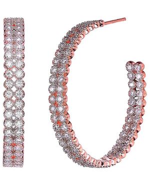 Genevive Jewelry 14K Over Cz Hoop Earrings - Pink