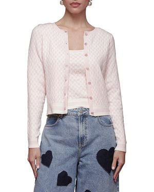 Avec Les Filles 2pc Long Sleeve Cardigan & Tank Set - White