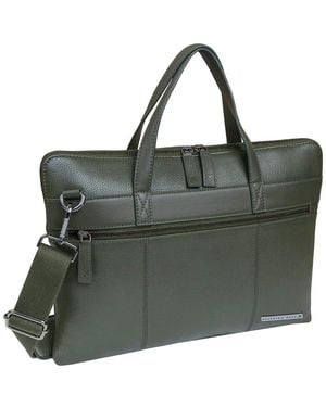Boarding Pass Hey Handsome 16in Pebble Grain Genuine Leather Compact Briefcase - Black