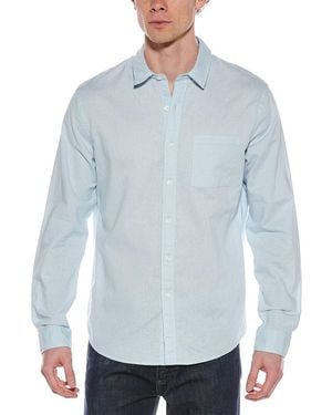 Vince Linen-Blend Button-Down Shirt - Blue