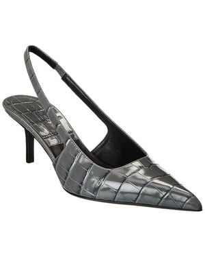 Michael Kors Emma Croc-Embossed Leather Slingback Pump - Black