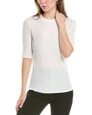 St. John Elbow-sleeve Stretch Top - White