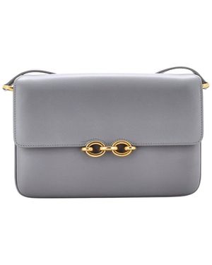 Saint Laurent Leather Le Maillon Shoulder Bag Medium (Authentic Pre- Loved) - Gray