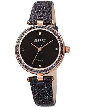 August Steiner Leather Diamond Watch - Gray
