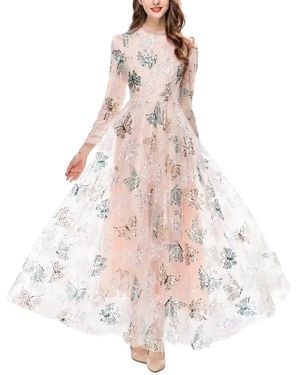 BURRYCO Long Sleeve Printed Maxi Dress - Pink