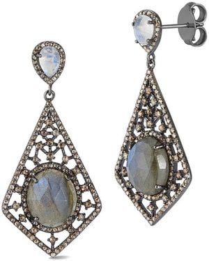 Banji Jewelry Silver 2.24 Ct. Tw. Diamond & Gemstone Drop Earrings - White
