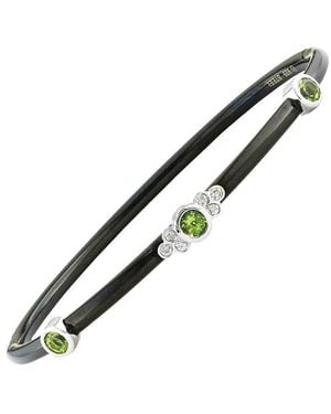 Gemstones 0.52 Ct. Tw. Diamond & Peridot Bangle - Metallic
