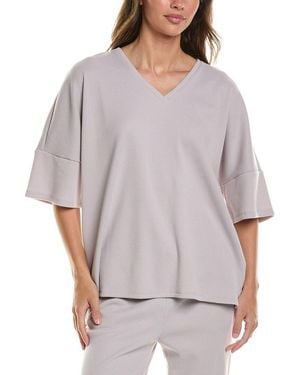 Natori Tranquility V-Neck Top - Gray