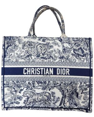 Dior Navy Blue Canvas Book Small Tote Bag (authentic Pre-loved)