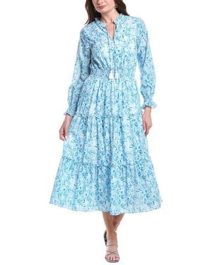 Sail To Sable Smocked Waist Midi Dress - Blue