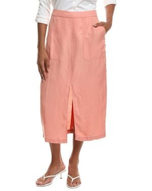 Reiss Jacqueline Linen-Blend Skirt - Pink