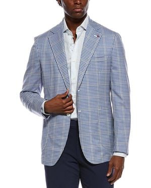 Isaia Wool Pattern Jacket - Blue