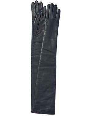 Portolano Leather Cashmere-lined Long Gloves - Blue