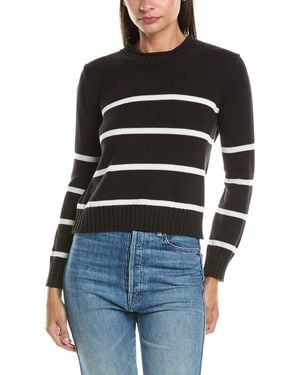 Hannah Rose Cashmere-Blend Chunky Striped Sweater - Black