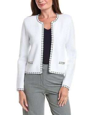 St. John Ticking Trim Crew Jacket - White