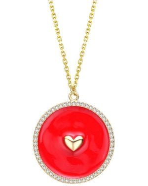 Rachel Glauber 14k Plated Cz Pendant Necklace - Red