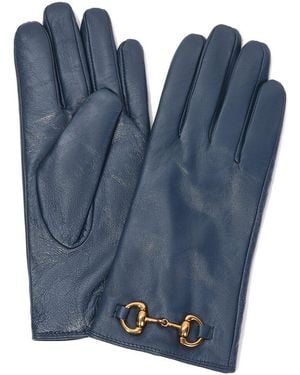 Tiffany & Fred Paris Cashmere-lined Leather Gloves - Blue