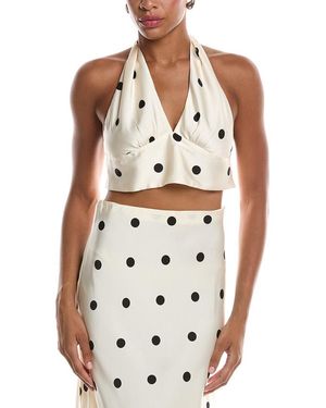 Bardot Phoebe Satin Halter Tie Top - White